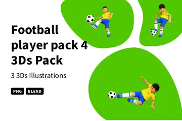 Pack Joueur de Football 4 Pack 3D Illustration