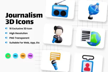 Journalism 3D Icon Pack