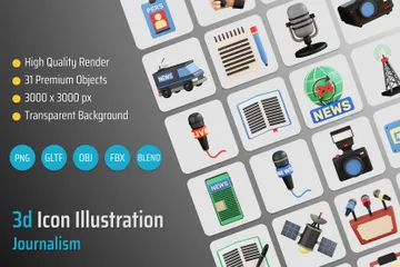 Journalismus 3D Icon Pack