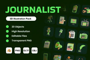 Journalist 3D Icon Pack