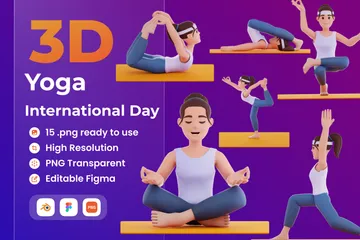 Journée internationale du yoga Pack 3D Illustration