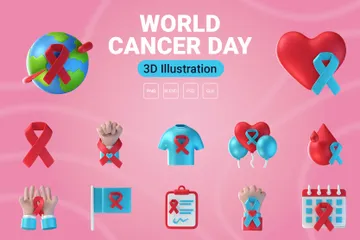 Journée mondiale contre le cancer Pack 3D Icon