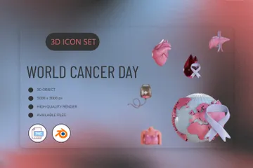 Journée mondiale contre le cancer Pack 3D Icon