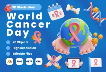 Journée mondiale contre le cancer Pack 3D Icon