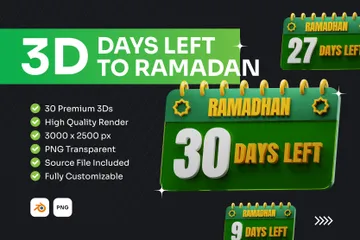 Jours restants avant le Ramadan Pack 3D Icon