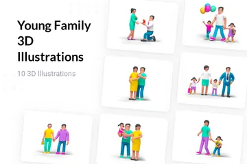 Família jovem Pacote de Illustration 3D