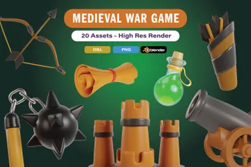 Juego de guerra medieval Paquete de Icon 3D