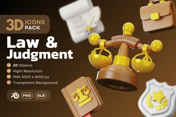 Lei e Julgamento Pacote de Icon 3D