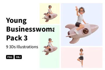 Junge Geschäftsfrau Paket 3 3D Illustration Pack