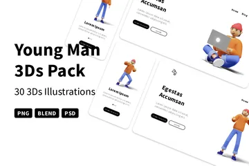 Junger Mann 3D Illustration Pack