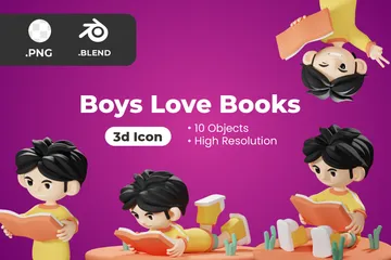 Jungs lieben Bücher 3D Illustration Pack