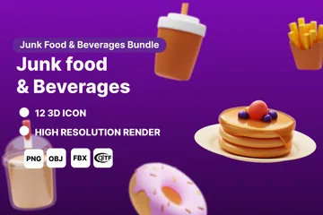 JUNK FOOD & BEVERAGES 3D Icon Pack