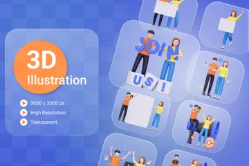 Junte-se a nós Pacote de Illustration 3D