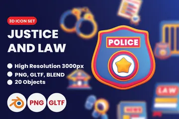 正義と法律 3D Iconパック