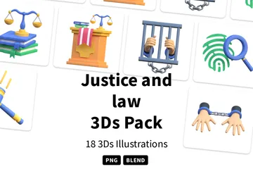 Justicia y derecho Paquete de Icon 3D