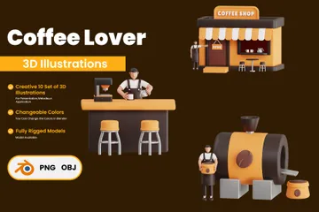 Kaffeeliebhaber 3D Illustration Pack