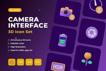 Kamera-Schnittstelle 3D Icon Pack
