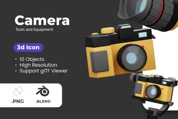 Kamerawerkzeuge und -ausrüstung 3D Icon Pack