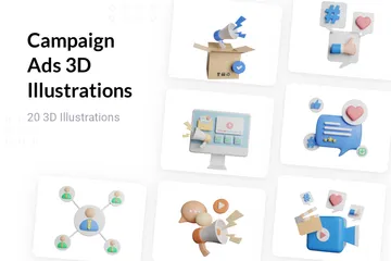 Kampagnenanzeigen 3D Illustration Pack