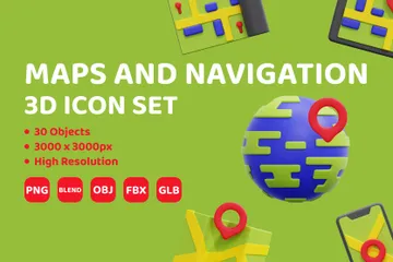 Karten und Navigation 3D Icon Pack
