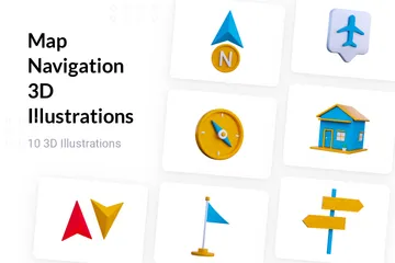 Map Navigation 3D Illustration Pack