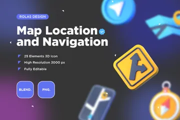 Kartenstandort und Navigation 3D Icon Pack