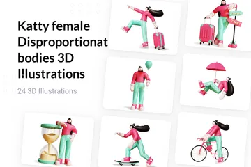 Corpos desproporcionais femininos de Katty Pacote de Illustration 3D