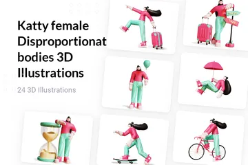 Katty Corps féminins disproportionnés Pack 3D Illustration