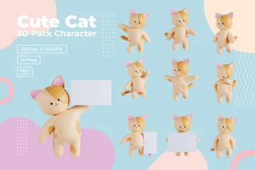 Katze Niedlich Tier 3D Illustration Pack