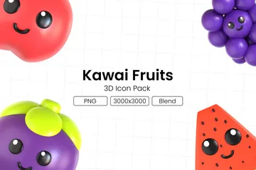 Kawai Fruits 3D Icon Pack