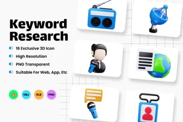 Keyword Research 3D Icon Pack