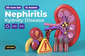 Kidney - Nephritis 3D Icon Pack