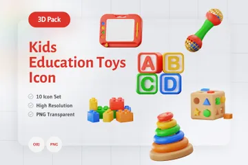 Kids Education Toys 3D Icon Pack
