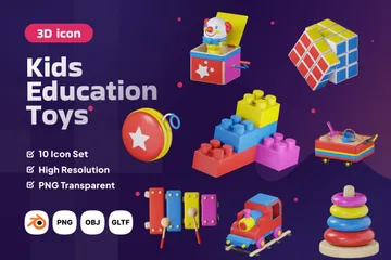 Kids Toy Education 3D Icon Pack