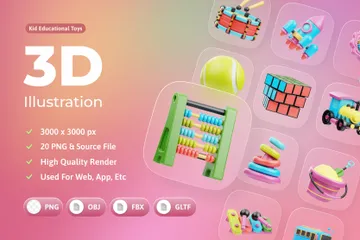 Lernspielzeug für Kinder 3D Icon Pack