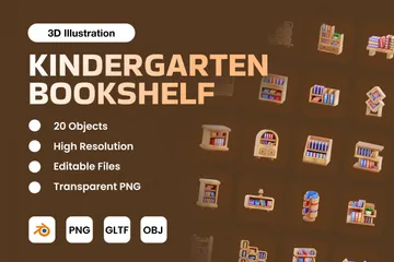 Kindergarten Bookshelf 3D Icon Pack