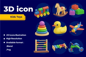 Kinderspielzeug 3D Icon Pack