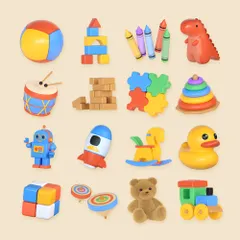 Kinderspielzeug 3D Icon Pack