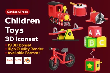 Kinderspielzeug 3D Icon Pack