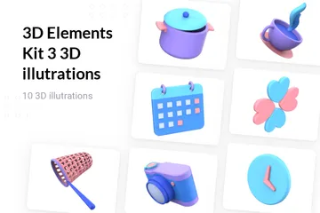 Kit de Elementos 3D 3 Pacote de Illustration 3D