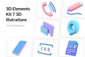 Kit de Elementos 3D 7 Pacote de Illustration 3D