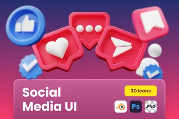Kit d'interface utilisateur pour les réseaux sociaux Pack 3D Icon