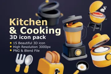 キッチン＆クッキング 3D Iconパック