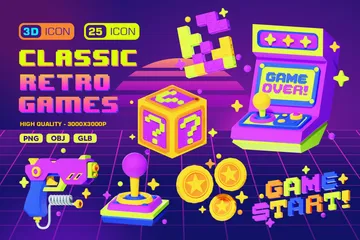 Klassisches Retro-Spiele 3D Icon Pack 3D Icon Pack