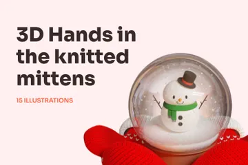 Knitted Mittens 3D Illustration Pack