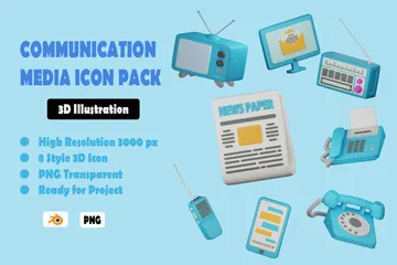 Kommunikationsmedien 3D Icon Pack