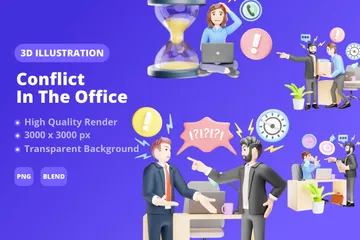 Konflikte im Büro 3D Illustration Pack