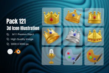 Goldene Kronen für König oder Königin 3D Icon Pack