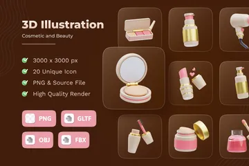 Kosmetik und Schönheit 3D Icon Pack