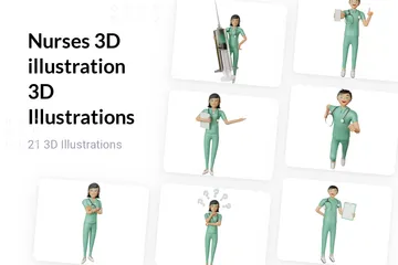 Krankenschwestern 3D Illustration Pack